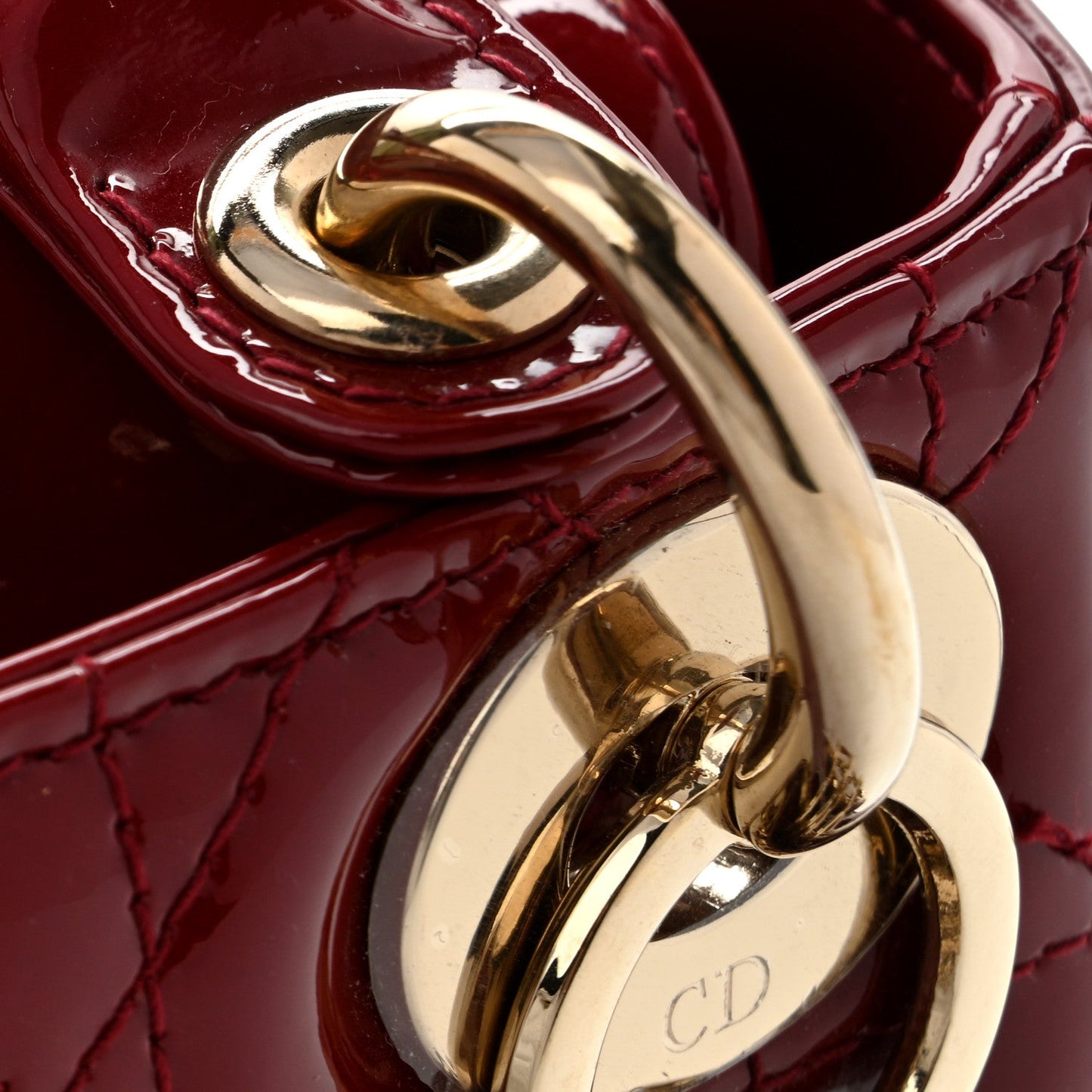 Patent Cannage Mini Lady Dior Red