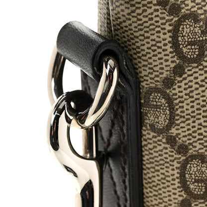 GG Supreme Monogram Medium Zippered Tote Dark Brown