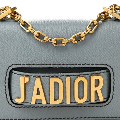 Grained Calfskin Mini J'Adior Chain Flap Bag Sky Blue