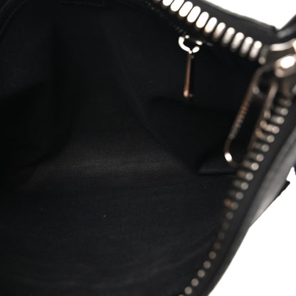 GG Supreme Monogram Appia Calfskin Web Flat Messenger Bag Black Grey