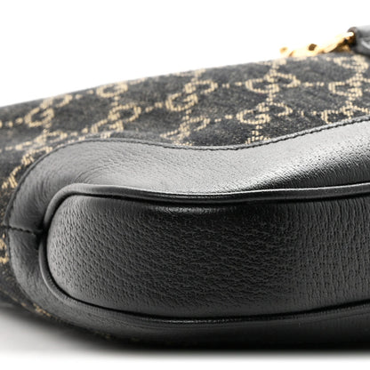 Jacquard Denim GG Monogram Small Jackie 1961 Hobo Black Ivory