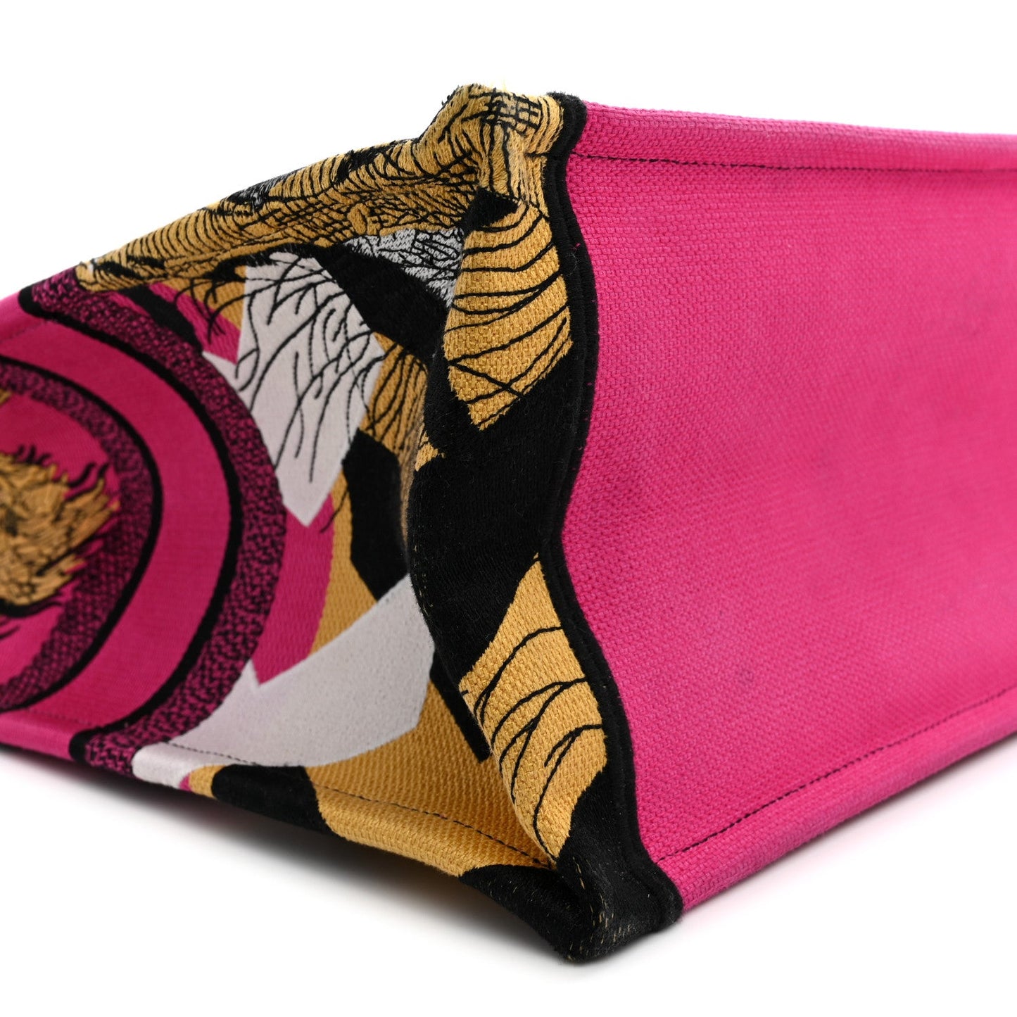 Canvas Embroidered Large Jungle Pop Book Tote Fuchsia Multicolor