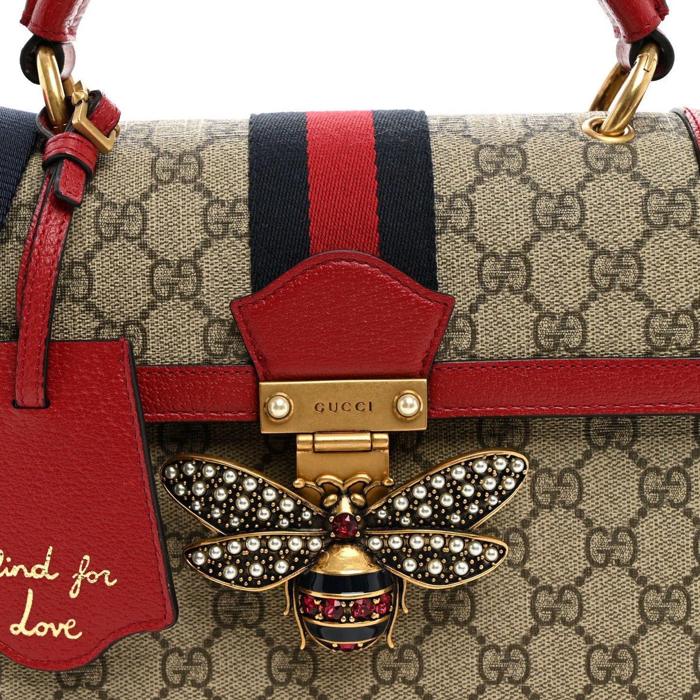 GG Supreme Monogram Small Queen Margaret Top Handle Bag Red