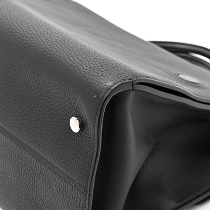 Grained Calfskin Large Diorever Flap Black