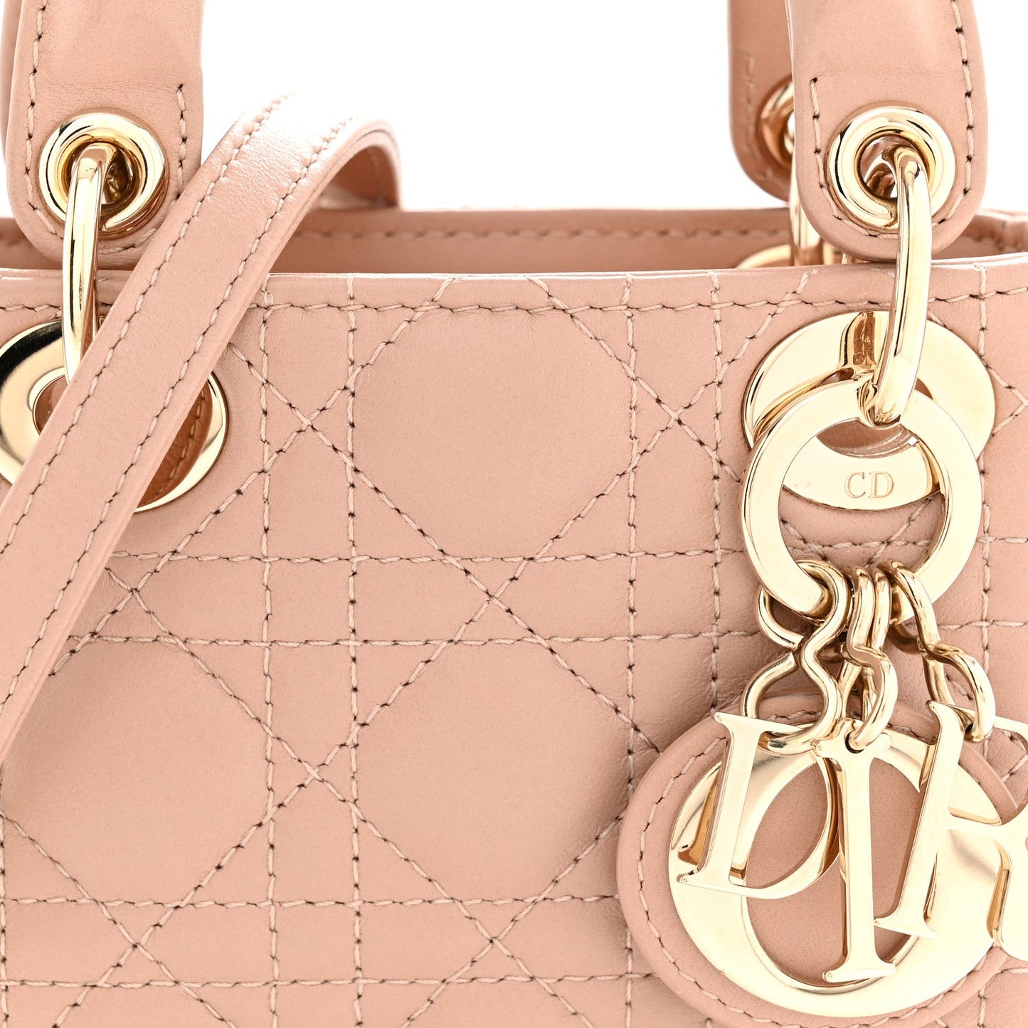 Lambskin Cannage Micro Lady Dior Rose Des Vents