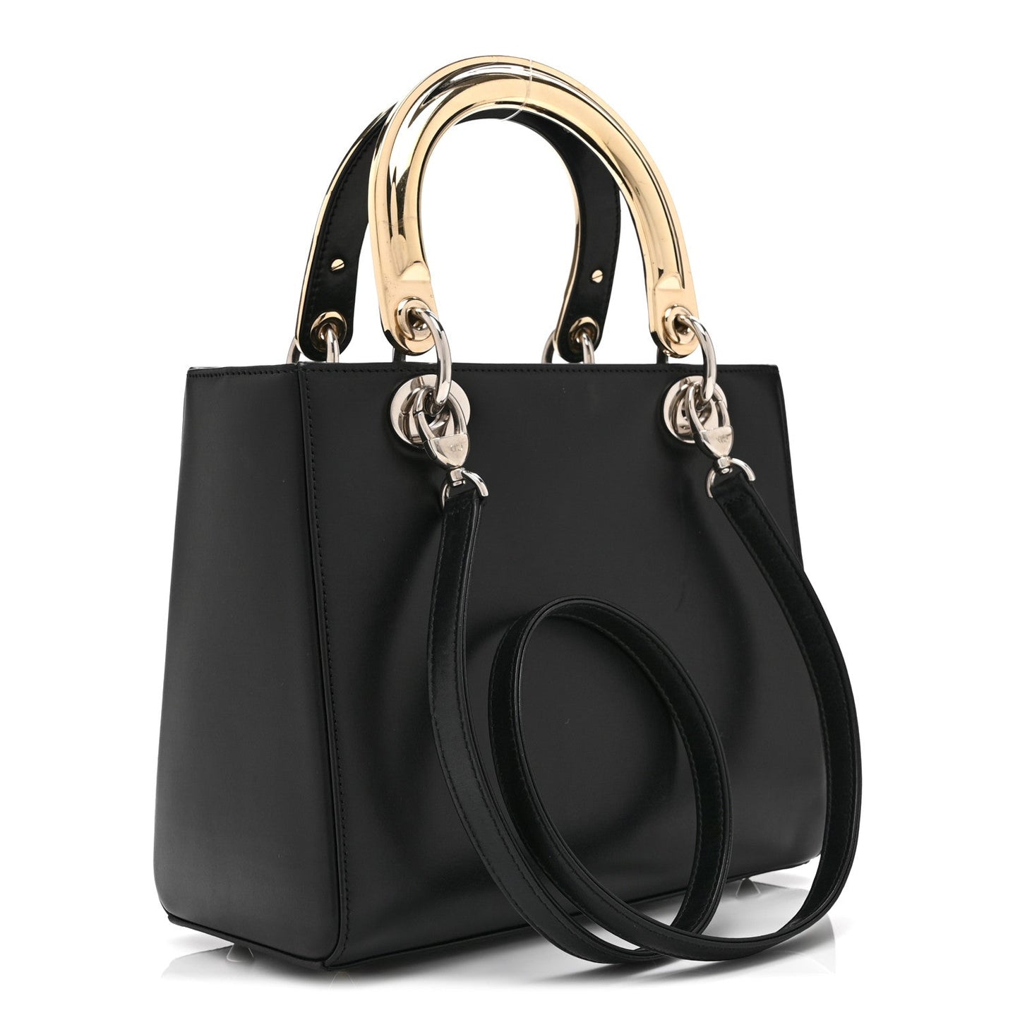 Smooth Calfskin Embroidered Beaded Floral Medium Lady Dior Black
