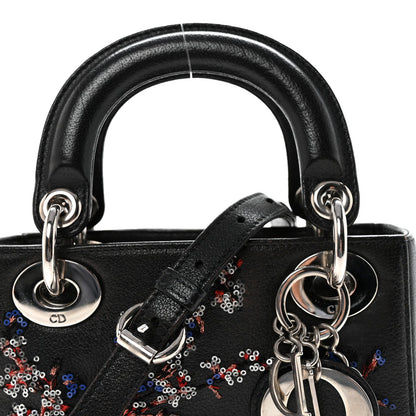 Goatskin Sequin Embroidered Mini Lady Dior Black