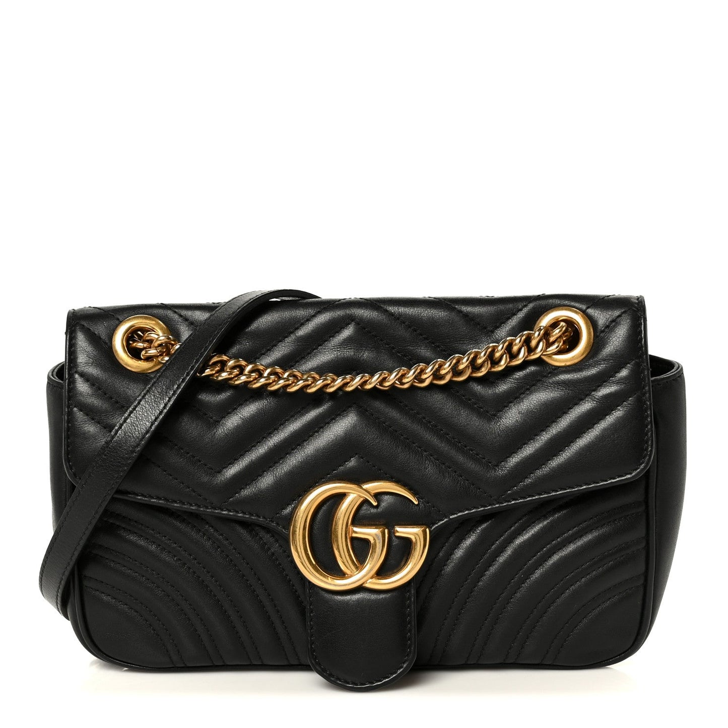Calfskin Matelasse Small GG Marmont Shoulder Bag Black