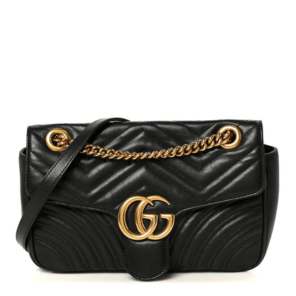 Calfskin Matelasse Small GG Marmont Shoulder Bag Black