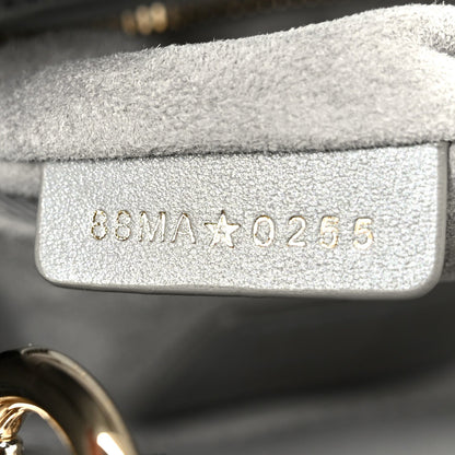 Metallic Lambskin Cannage Mini Lady Dior Grey