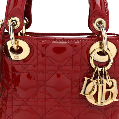 Patent Cannage Mini Lady Dior Red