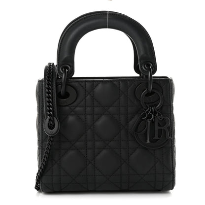 Ultra Matte Calfskin Cannage Mini Lady Dior Black