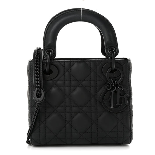 Ultra Matte Calfskin Cannage Mini Lady Dior Black
