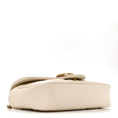 Calfskin Matelasse Super Mini GG Marmont Shoulder Bag White
