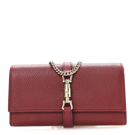 Pebbled Calfskin Jackie 1961 Chain Wallet Burgundy