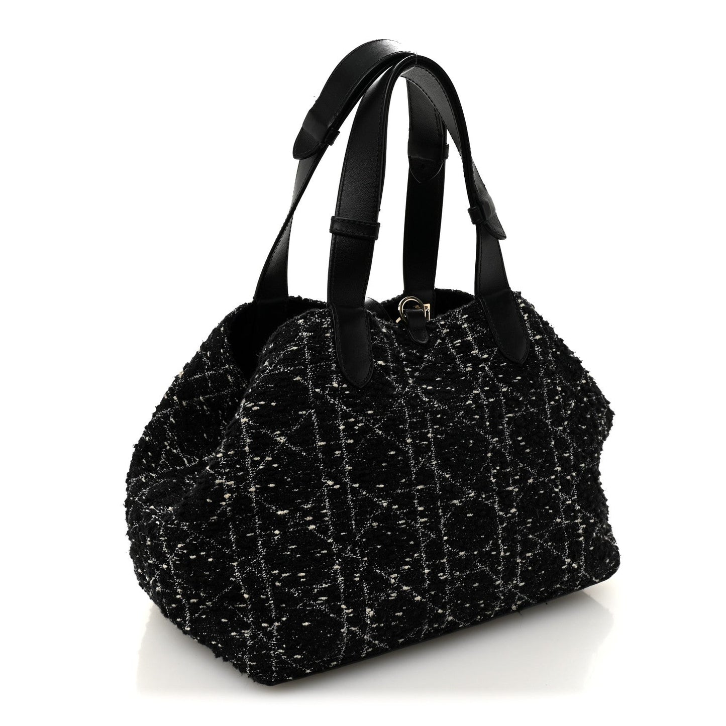 Calfskin Tweed Cannage Medium Toujours Black White
