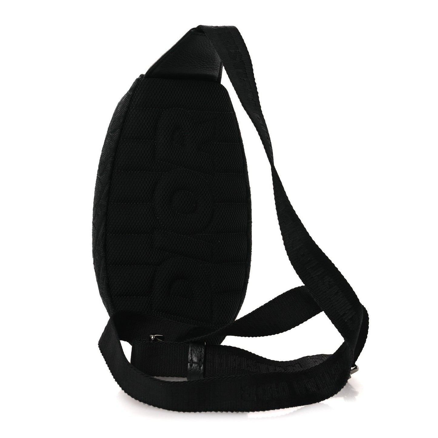 Grained Calfskin Oblique Scarab Sling Bag Black