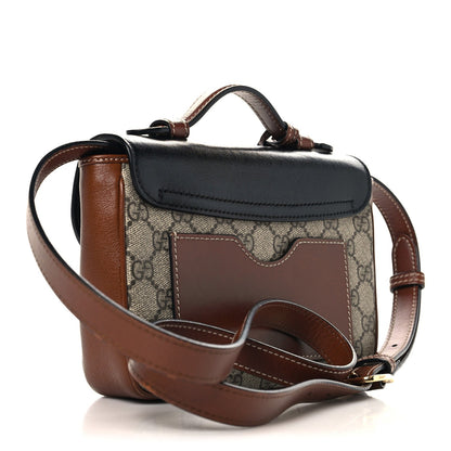 GG Supreme Monogram New Sakai Lux Calfskin Mini Padlock Flap Pocket Shoulder Bag Beige Ebony Black Cuir
