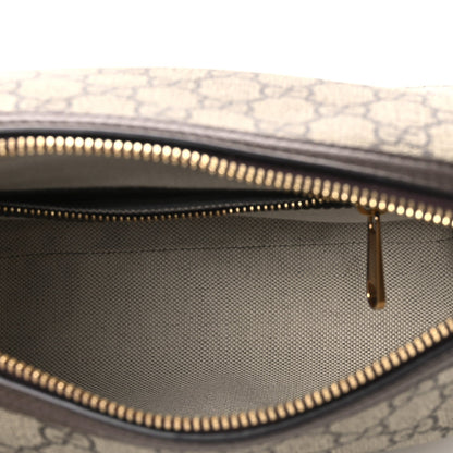 GG Supreme Monogram Textured Calfskin Web Super Mini Ophidia Shoulder Bag Beige Ebony New Acero