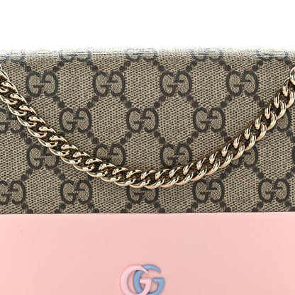 GG Supreme Monogram Bi-Color GG Marmont Chain Wallet Souffle Rose Ebony