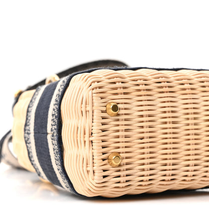 Wicker Oblique Mini Lady Dior Bag Blue