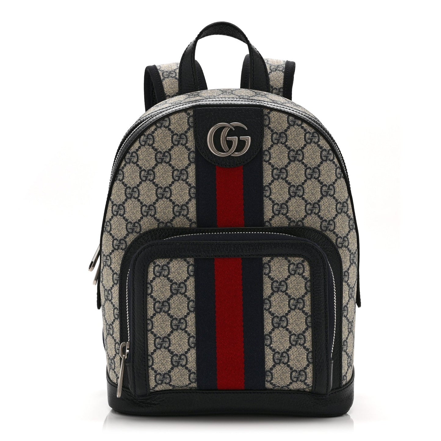 GG Supreme Monogram Textured Dollar Calfskin Web Small Ophidia Day Backpack Beige Blue Black