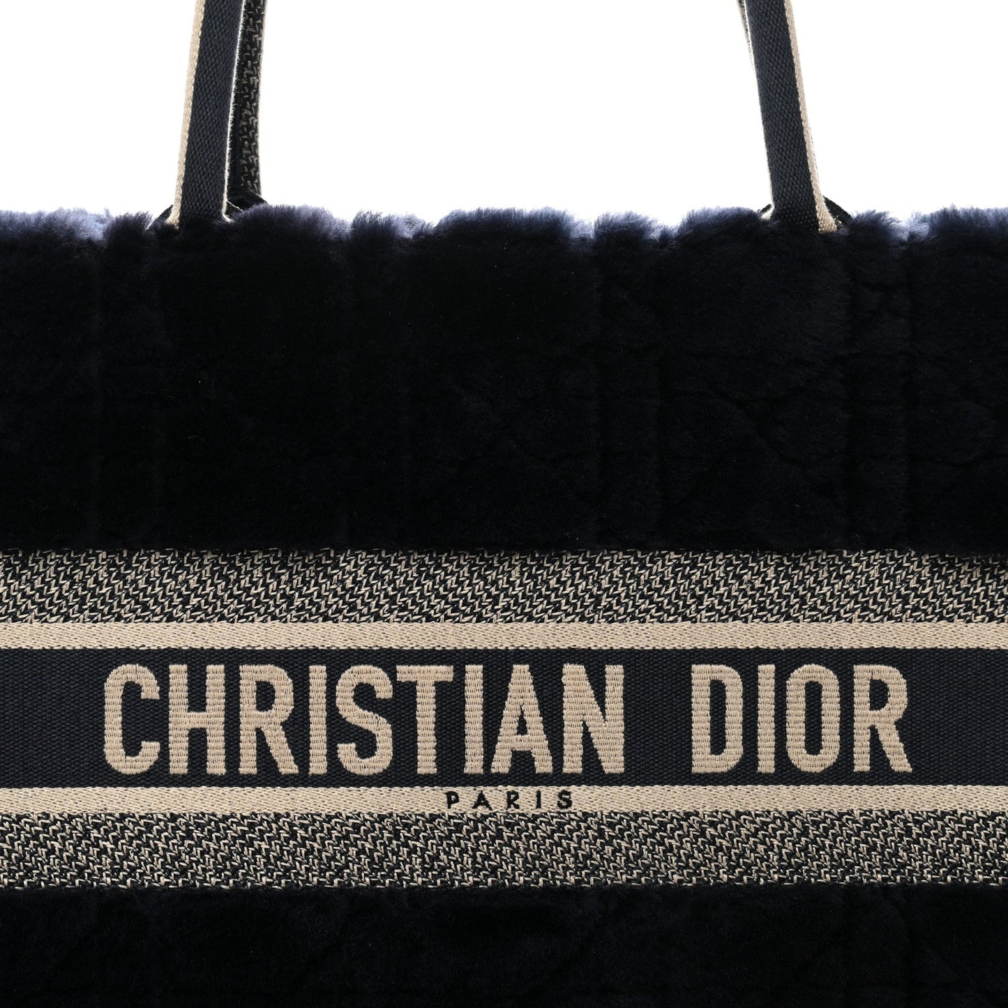 Shearling Cannage Medium Book Tote Deep Blue Natural