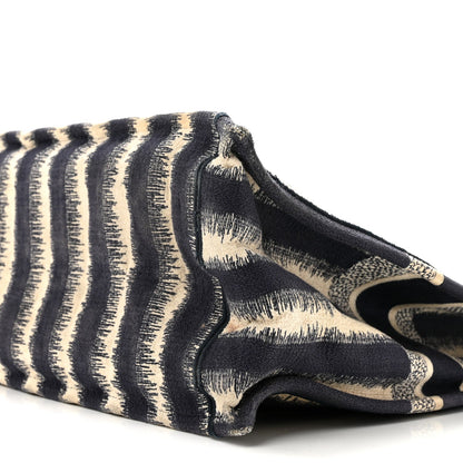 Canvas Embroidered Large Striped Book Tote Navy