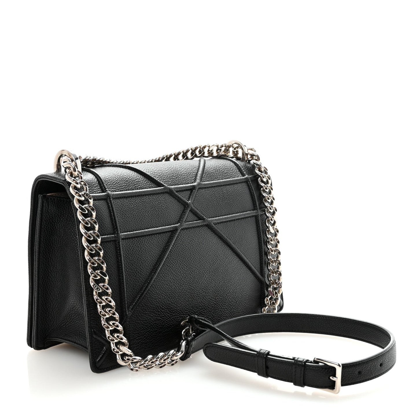 Grained Calfskin Medium Diorama Flap Bag Black