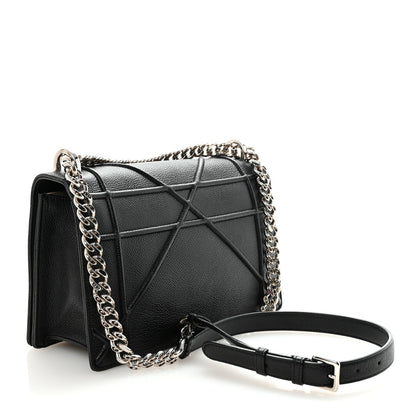 Grained Calfskin Medium Diorama Flap Bag Black