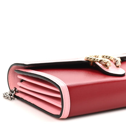 Azalea Calfskin Enamel Mini Dionysus Chain Wallet New Cherry Red Wild Rose Off White