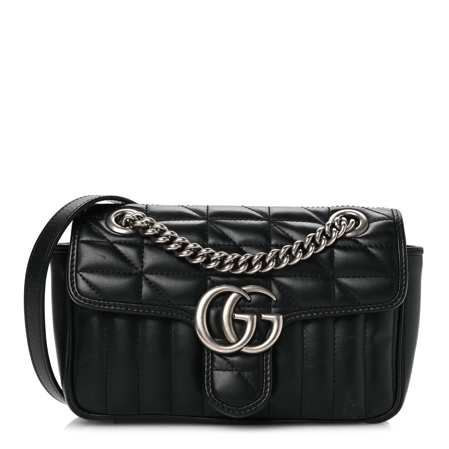 Calfskin Matelasse Aria Mini GG Marmont Shoulder Bag Black