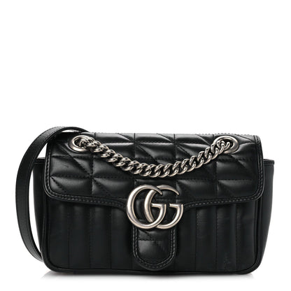 Calfskin Matelasse Aria Mini GG Marmont Shoulder Bag Black