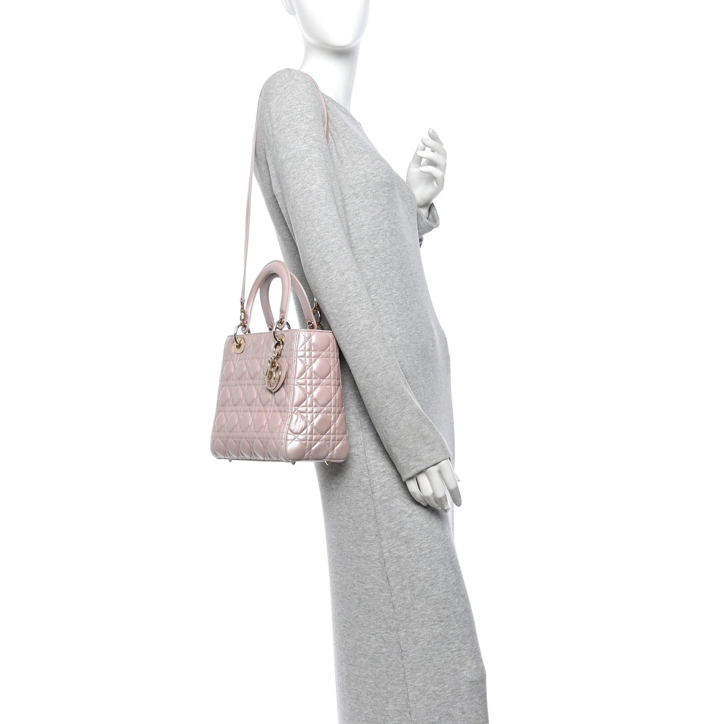 Pearly Lambskin Cannage Medium Lady Dior Lotus