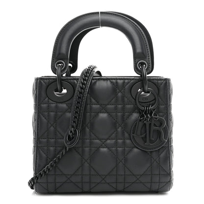 Ultra Matte Calfskin Cannage Mini Lady Dior Black