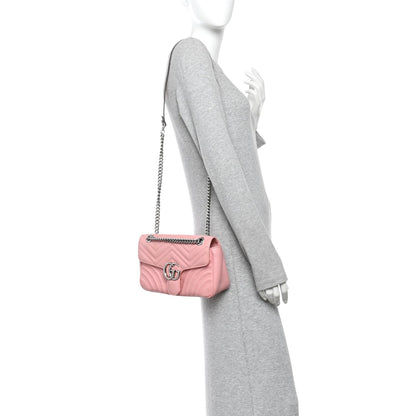 Calfskin Matelasse Small GG Marmont Shoulder Bag Wild Rose