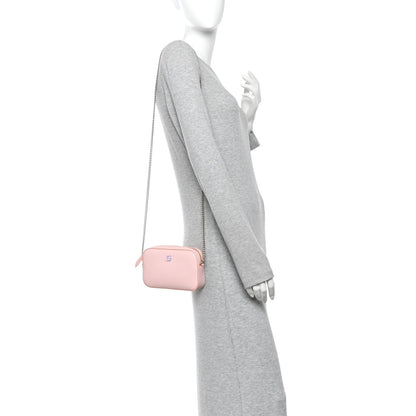 Dollar Calfskin Enamel Super Mini GG Marmont Chain Shoulder Bag Light Pink Blue