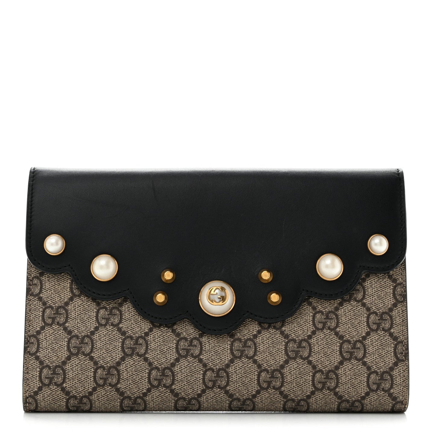 GG Supreme Monogram Mini Peony Pearly Black