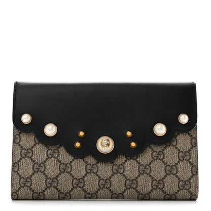 GG Supreme Monogram Mini Peony Pearly Black