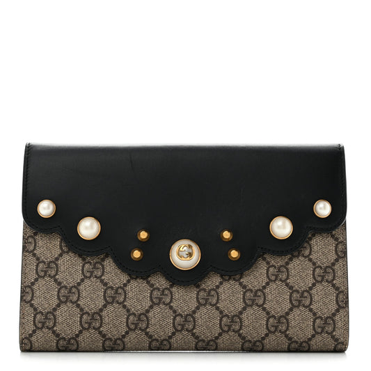 GG Supreme Monogram Mini Peony Pearly Black