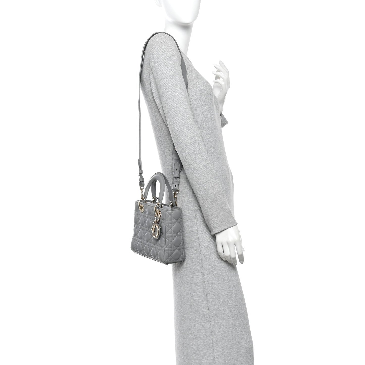 Lambskin Cannage Small My ABCDior Lady Dior Grey