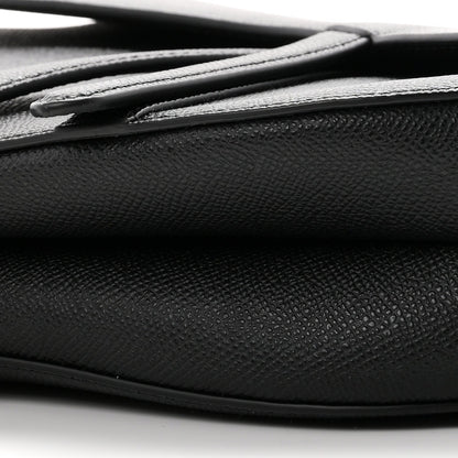 Grained Calfskin Saddle Bag With Strap Black