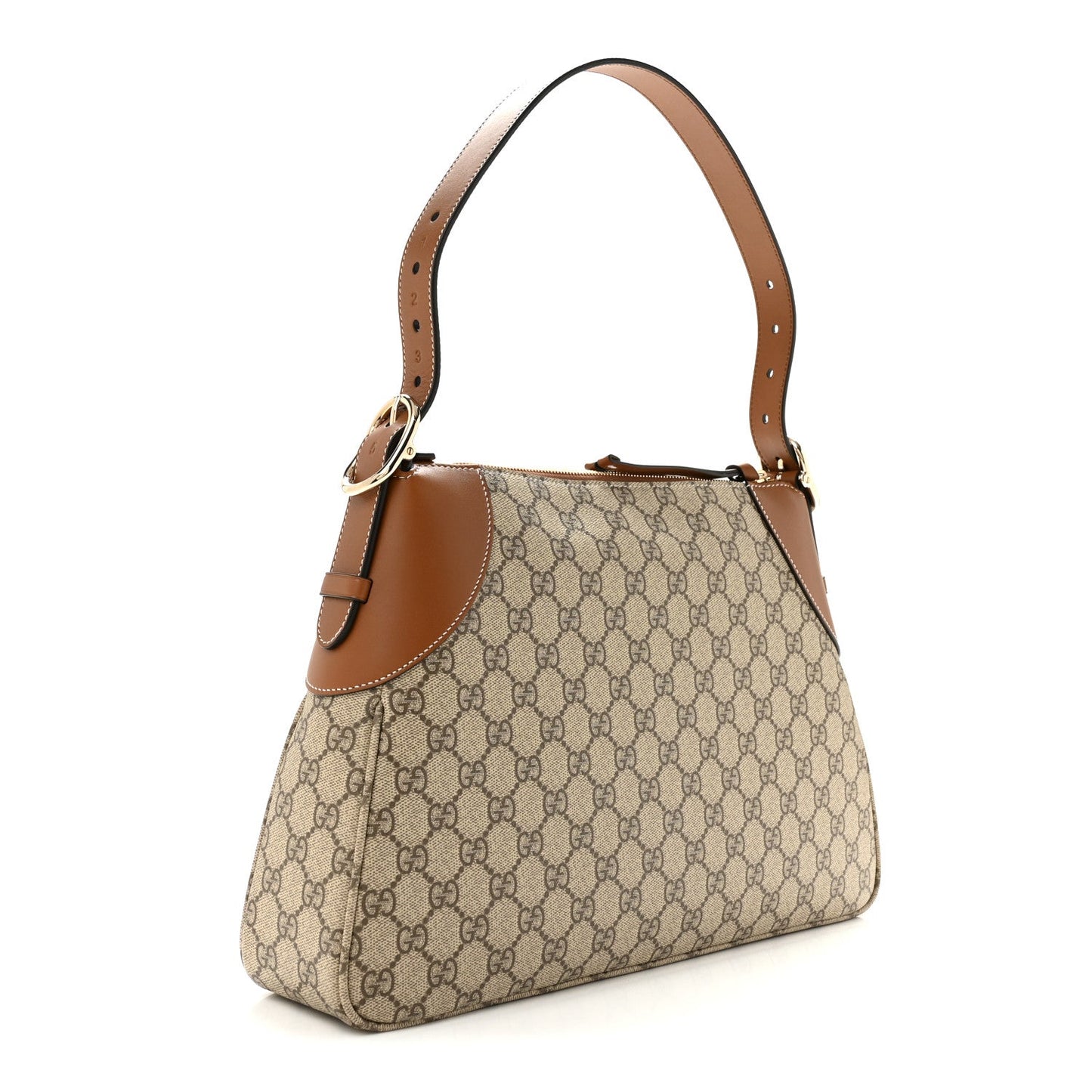 GG Supreme Monogram Emblem Medium Shoulder Bag Beige Ebony Sundial