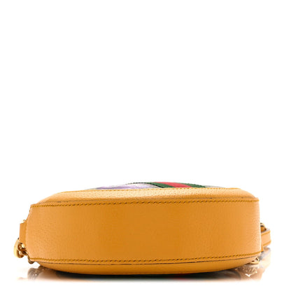 GG Supreme Monogram Flora Web Mini Ophidia Round Shoulder Bag Beige Multicolor Crop
