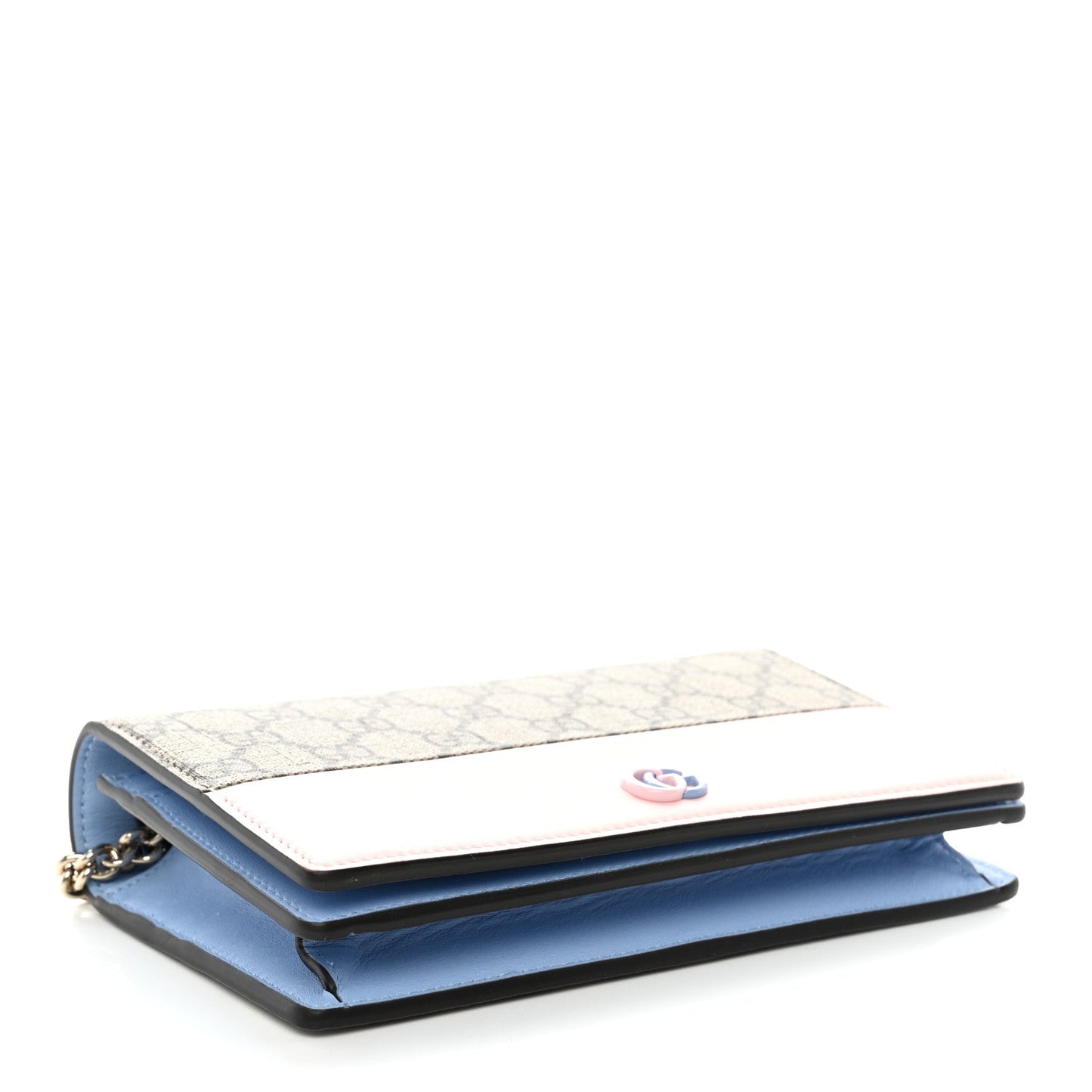 GG Supreme Monogram Bi-Color GG Marmont Chain Wallet Souffle Rose Ebony