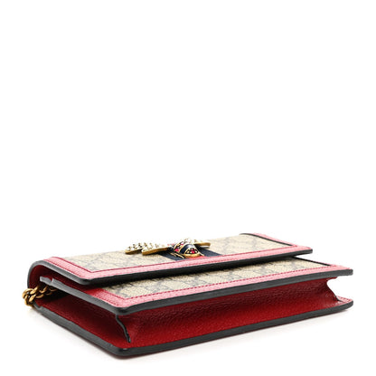 GG Supreme Monogram Web Queen Margaret Chain Wallet Red