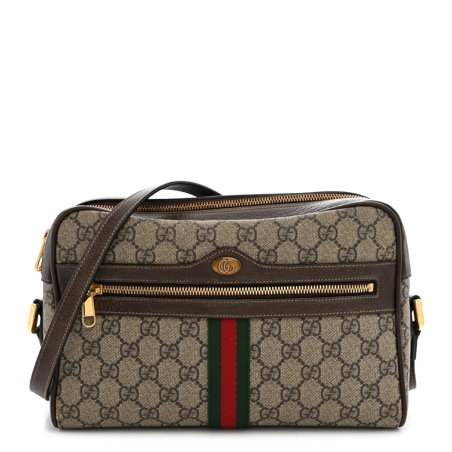 GG Supreme Monogram Web Small Ophidia Shoulder Bag Brown