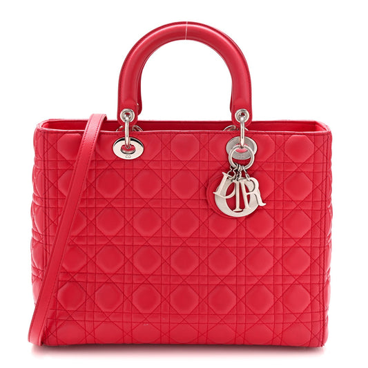 Lambskin Cannage Large Lady Dior Fuchsia