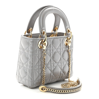 Lambskin Cannage Mini Lady Dior Gray Opaline Gray Opaline