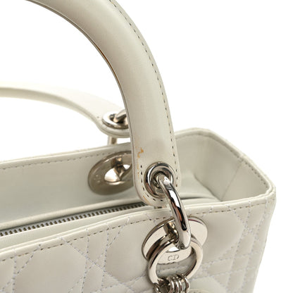 Lambskin Cannage Medium Lady Dior White
